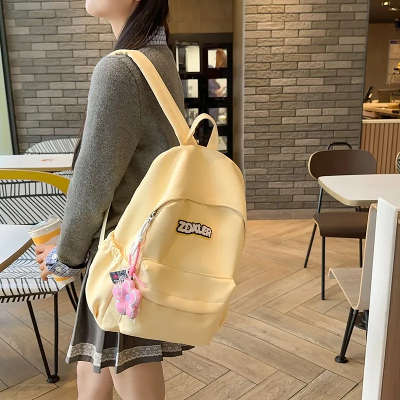 LUVISTRUE Nylon Backpack Regular Unisex Ecru/Black/Red/Light Yellow/Light Green/Sky Blue-2
