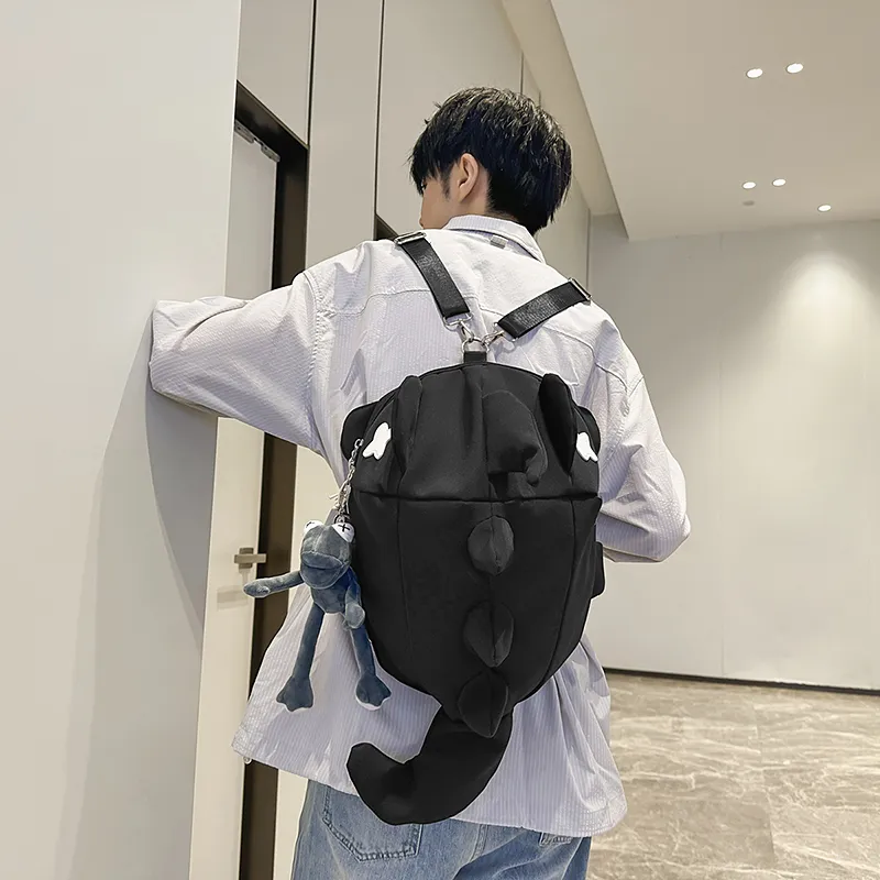 LUVISTRUE Nylon Backpack Unisex White/Gray/Black-18