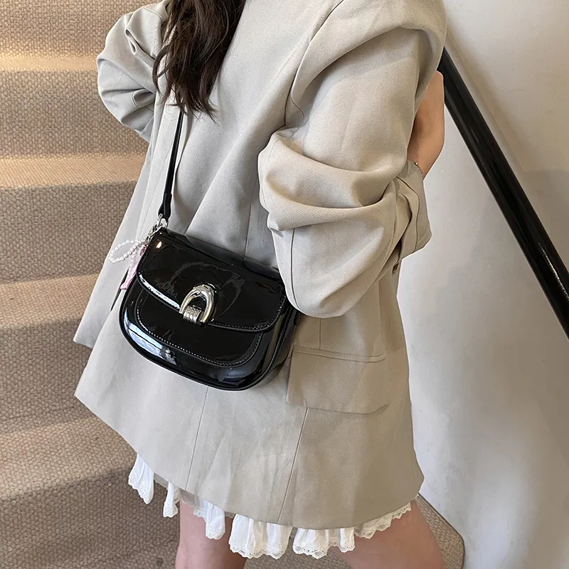 LUVISTRUE PU Saddle Bag Shoulder Bag Crossbody Bag Regular Women's Blue/Ecru/Black/Pink/Yellow-17