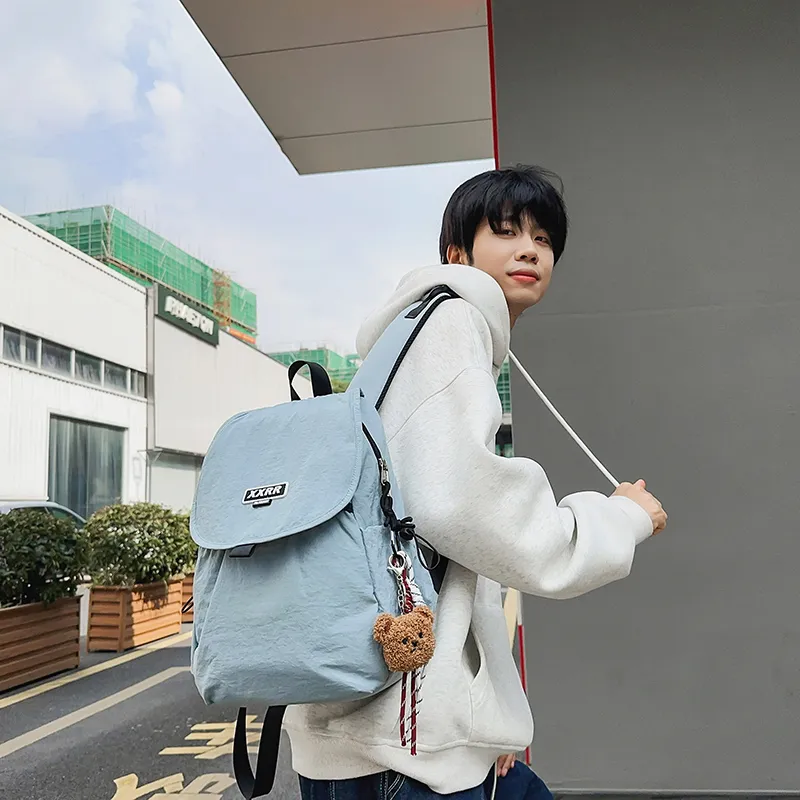 LUVISTRUE Nylon Backpack Regular Unisex Black/White/Gray/Khaki/Blue-18