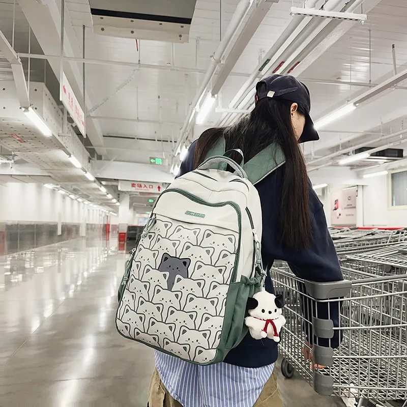 LUVISTRUE Nylon Backpack Regular Unisex Black/Light Green/Blue/Yellow/Dark Green-18