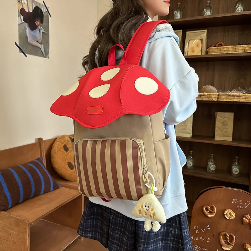 LUVISTRUE Nylon Backpack Regular Women's Pink/Khaki/Dark Brown-7