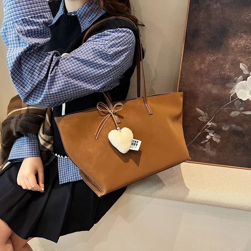 LUVISTRUE Faux Suede Shoulder Bag Tote Regular Women's Black/Coffee/Green/Yellow Brown-2