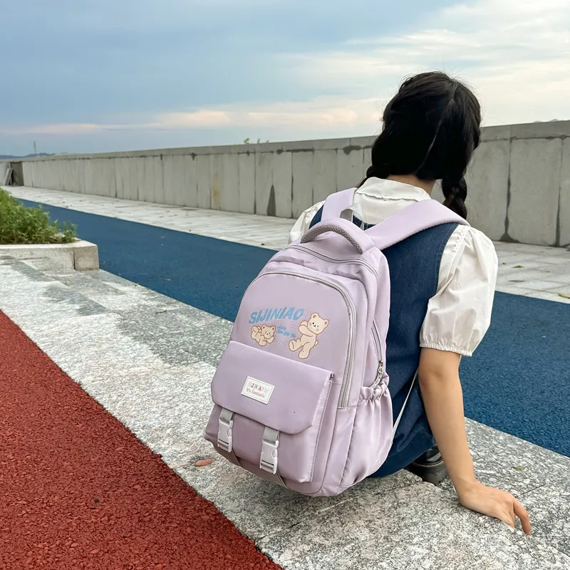 LUVISTRUE Nylon Backpack Regular Unisex Black Purple/Pink Blue/Gray-7