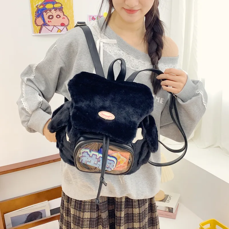 LUVISTRUE Plush Backpack Regular Women's White/Black-10