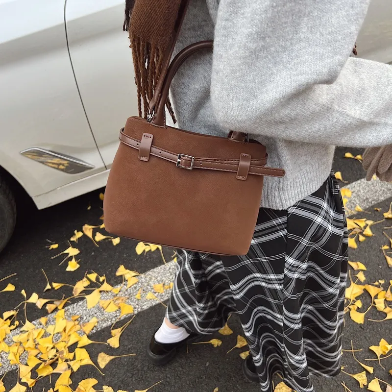 LUVISTRUE PU Basket Bag, Shoulder Bag, Crossbody Bag, Handbag Medium Size Women's Brown/Black/Coffee-4