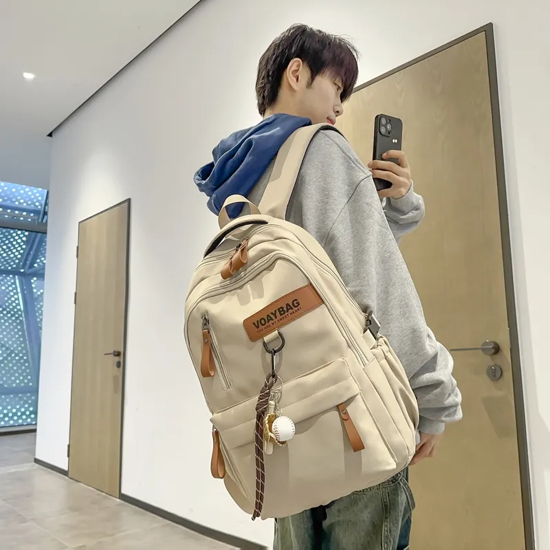 LUVISTRUE Nylon Backpack Regular Unisex White Khaki/Gray Black/Burgundy-11