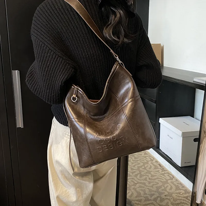 LUVISTRUE Pu Shoulder Bag Tote Crossbody Bag Medium Size Women's Coffee/White Red/Black-4