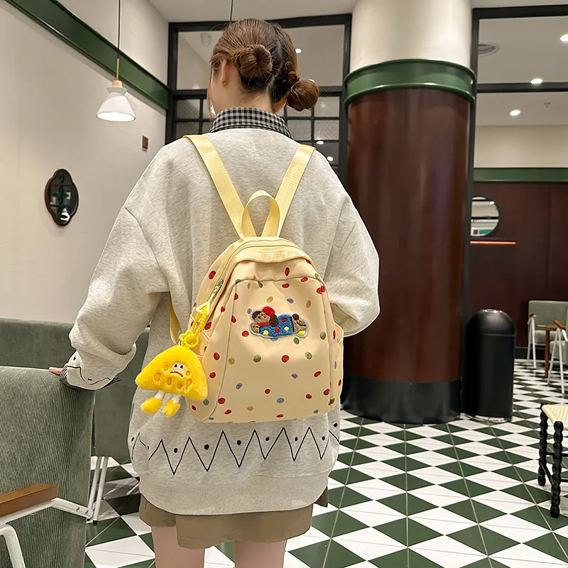 LUVISTRUE Nylon Backpack Regular Women's White/Yellow/Blue-8