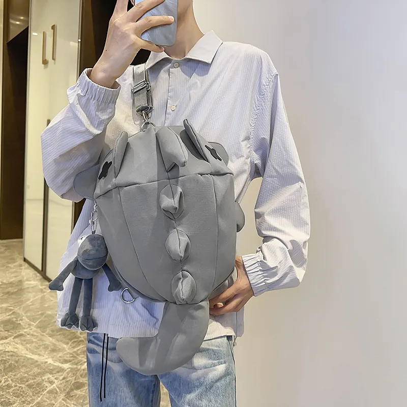 LUVISTRUE Nylon Backpack Unisex White/Gray/Black-3