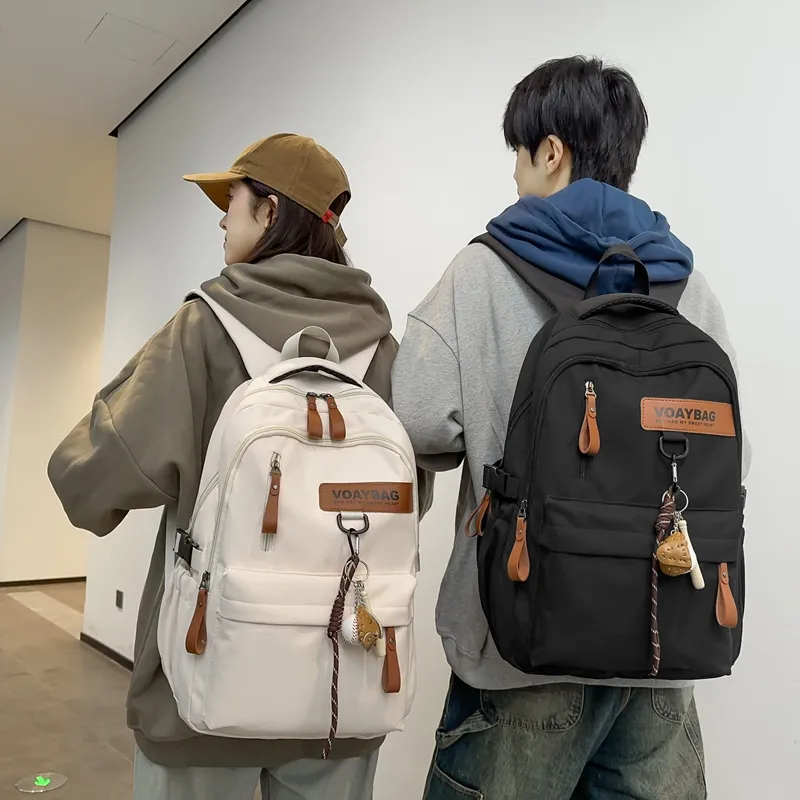 LUVISTRUE Nylon Backpack Regular Unisex White Khaki/Gray Black/Burgundy-2