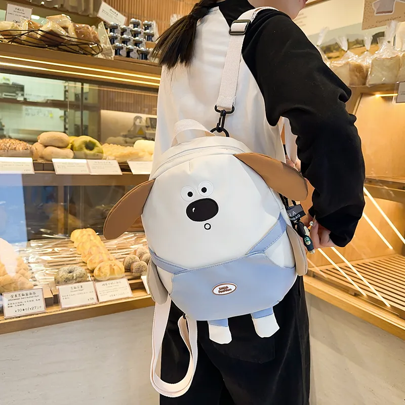 LUVISTRUE Nylon Couple Backpack Crossbody Bag Medium Size Men's White Blue/Khaki Black/Khaki Blue-4