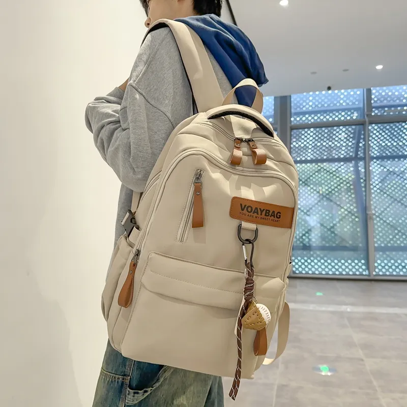 LUVISTRUE Nylon Backpack Regular Unisex White Khaki/Gray Black/Burgundy-8