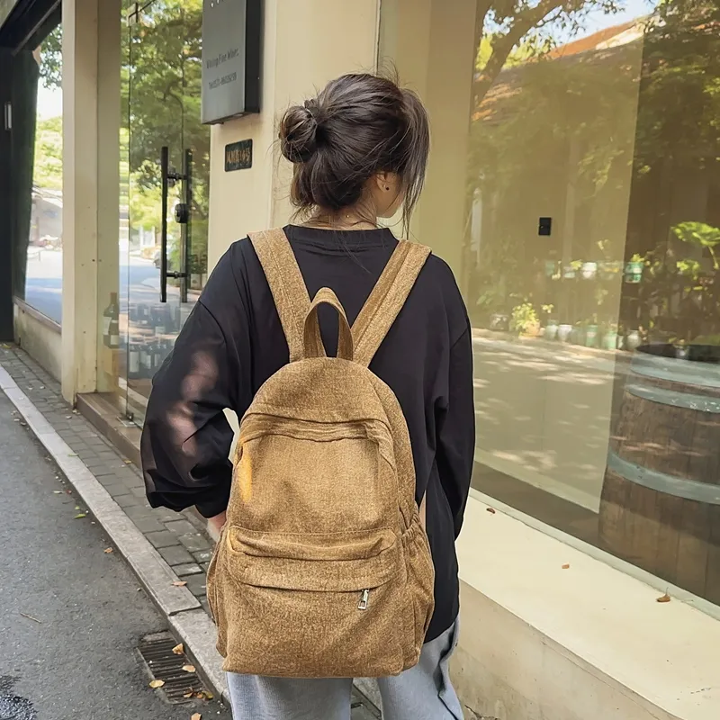 LUVISTRUE Denim Backpack Medium Size Unisex Black/Light Blue/Khaki/Dark Blue-8