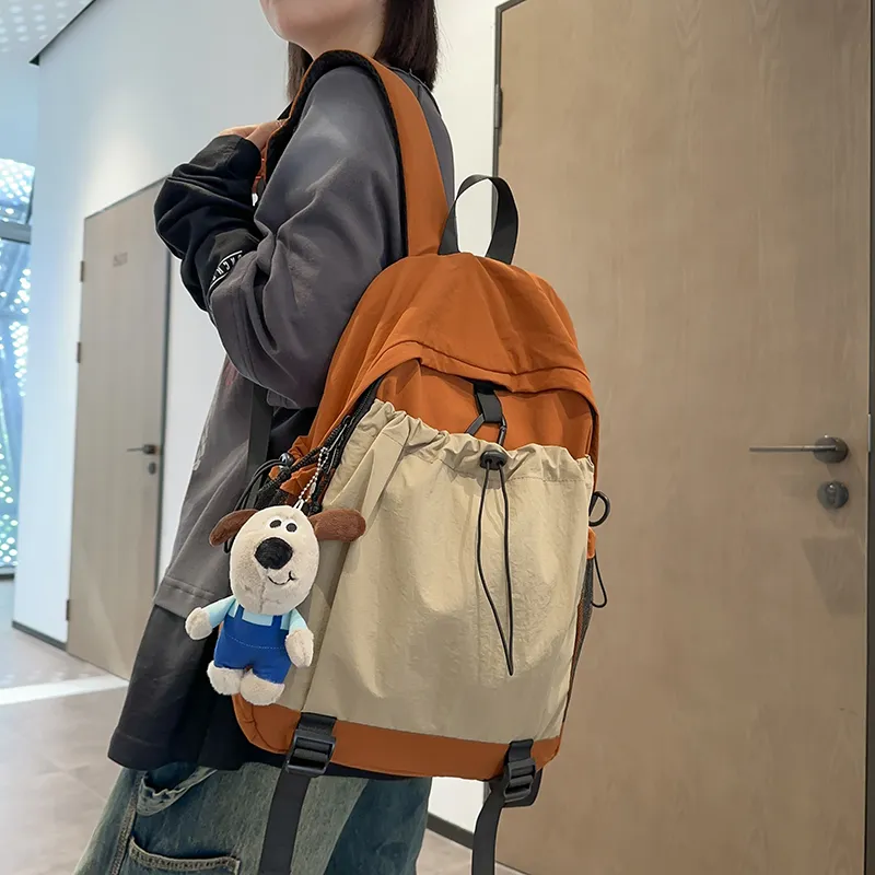 LUVISTRUE Nylon Backpack Regular Unisex Neon Green/Red/Brown/Red/Light Gray/Black-21