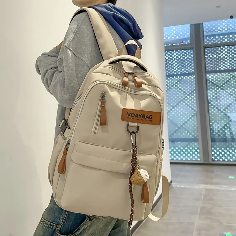 LUVISTRUE Nylon Backpack Regular Unisex White Khaki/Gray Black/Burgundy-9
