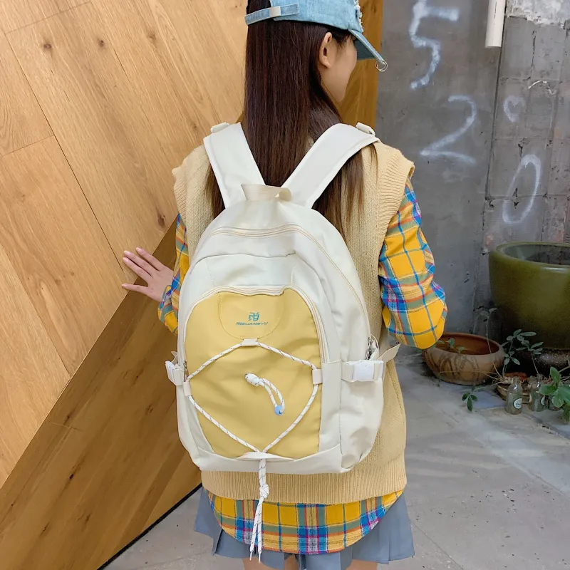 LUVISTRUE Nylon Fabric Backpack Regular Women's Green/Yellow/Brown-10
