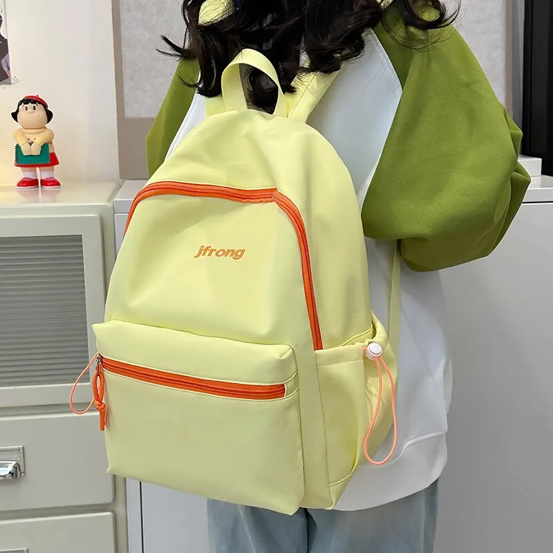 LUVISTRUE Nylon Backpack Unisex White/Black/Yellow/Green/Brown-17