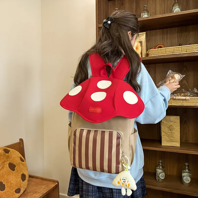 LUVISTRUE Nylon Backpack Regular Women's Pink/Khaki/Dark Brown-10