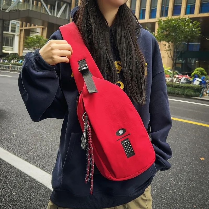 LUVISTRUE Nylon Sling Bag Regular Unisex Ecru Black/Pink/Red/Light Blue-9