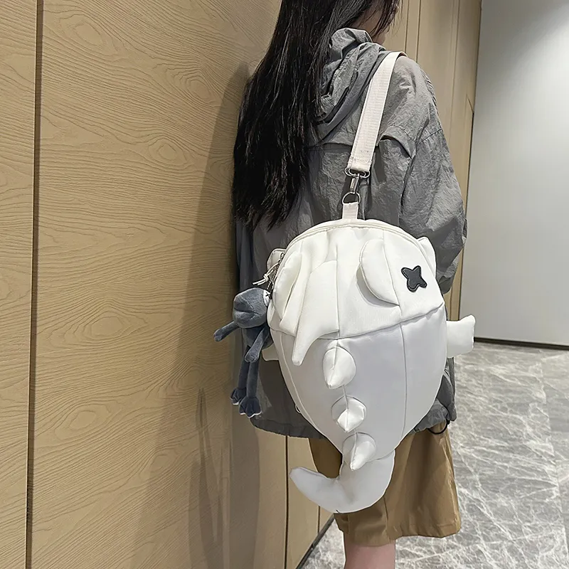 LUVISTRUE Nylon Backpack Unisex White/Gray/Black-10