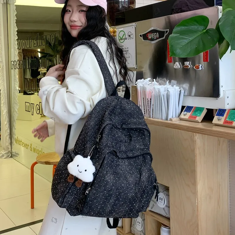LUVISTRUE Denim Backpacks Regular Women's Blue/Dark Blue/Black-17