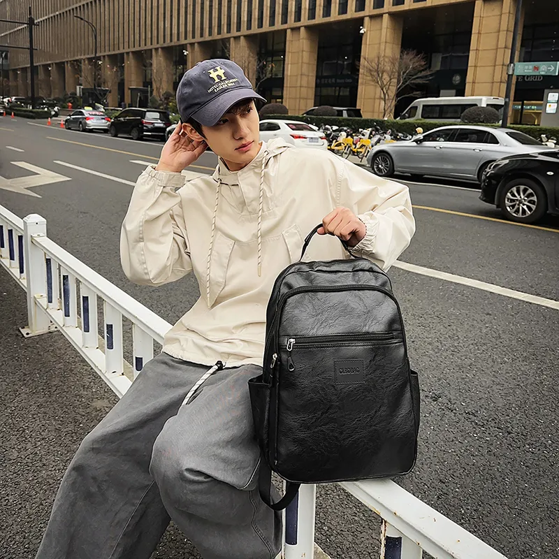LUVISTRUE PU Backpack Men's Black/Brown-3