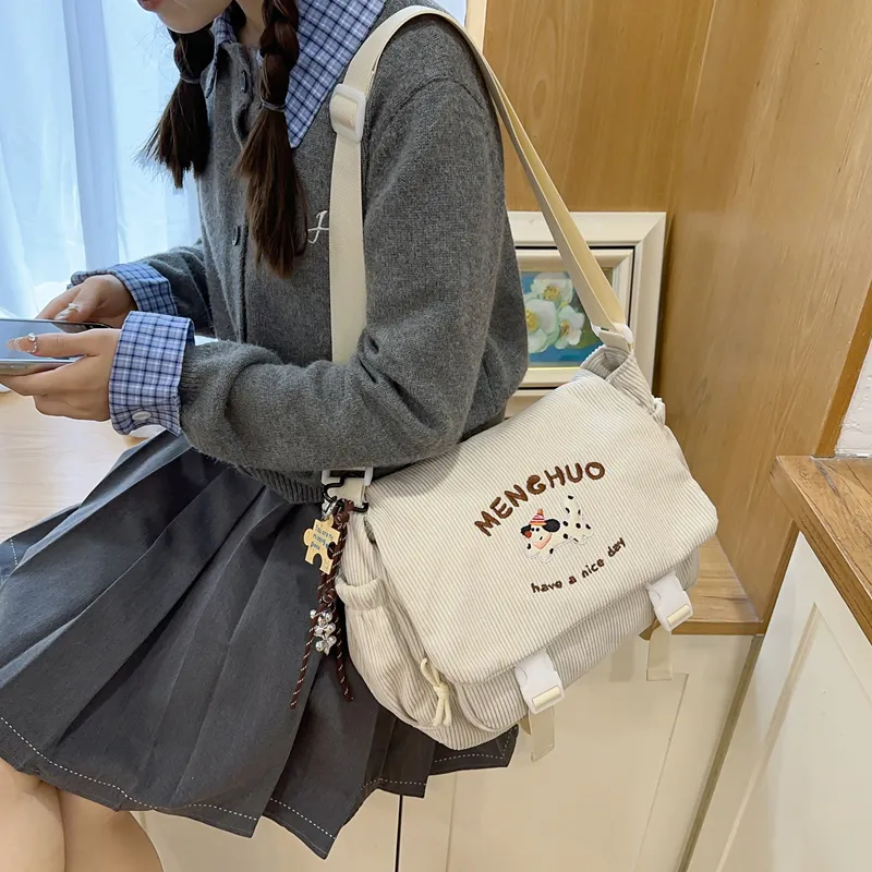 LUVISTRUE Corduroy Shoulder Bag Crossbody Bag Regular Women's Ecru Black/Blue/Khaki-7