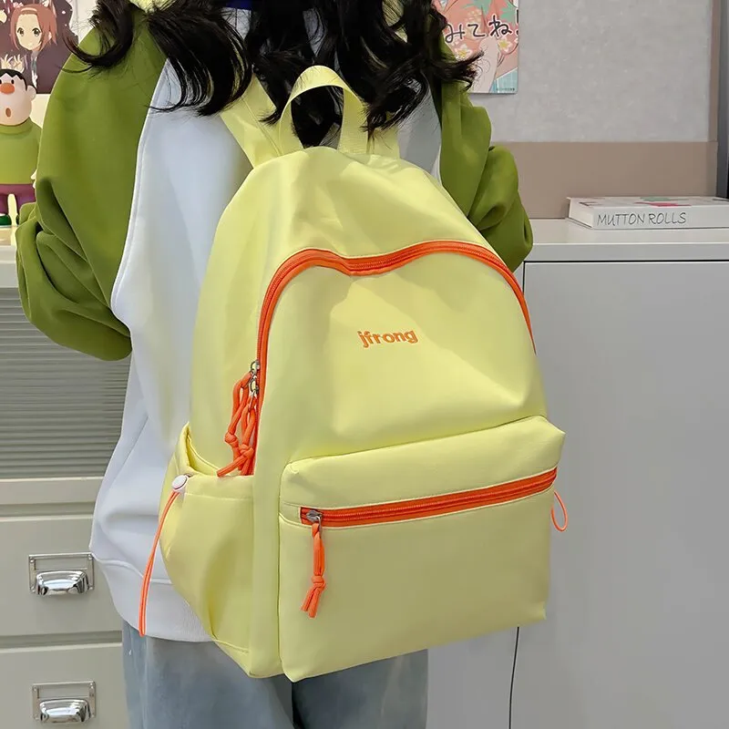 LUVISTRUE Nylon Backpack Unisex White/Black/Yellow/Green/Brown-18