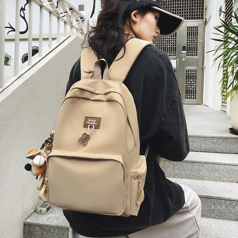 LUVISTRUE Nylon Backpack Unisex White/Black/Khaki/Peacock Blue-15
