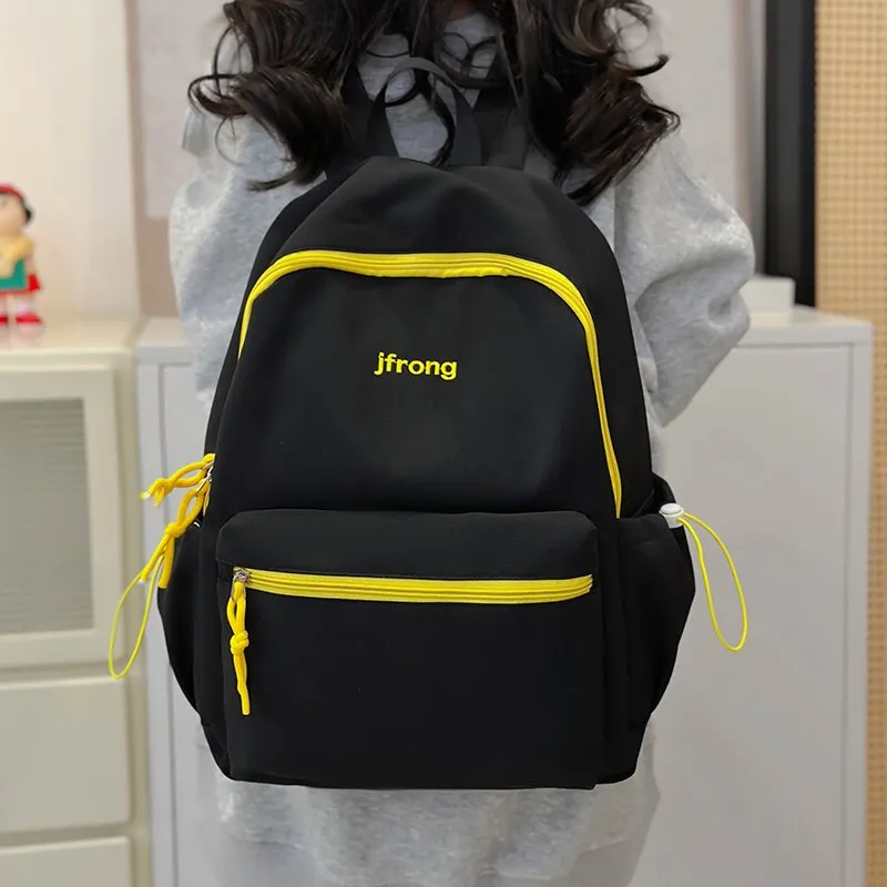 LUVISTRUE Nylon Backpack Unisex White/Black/Yellow/Green/Brown-2