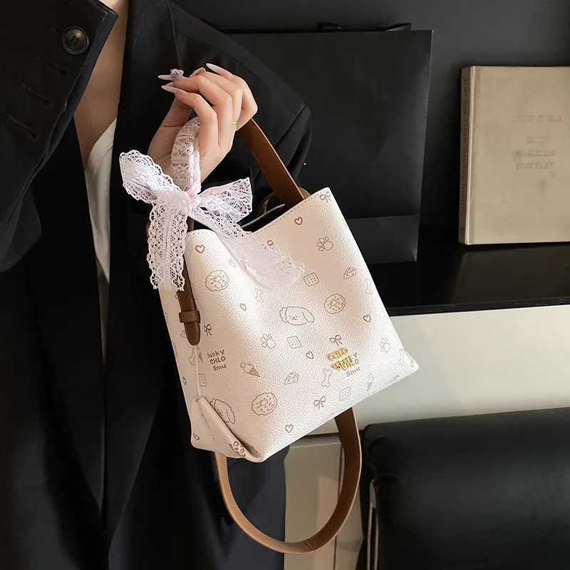 LUVISTRUE PU Bucket Bag, Shoulder Bag, Crossbody Bag, Handbag Regular Women's Pink/Beige/Coffee-1