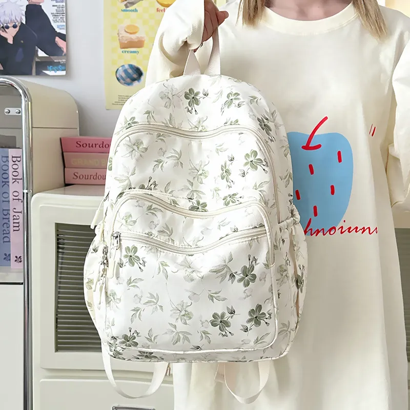 LUVISTRUE Nylon Backpack Regular Women's Green/Blue/Pink-6