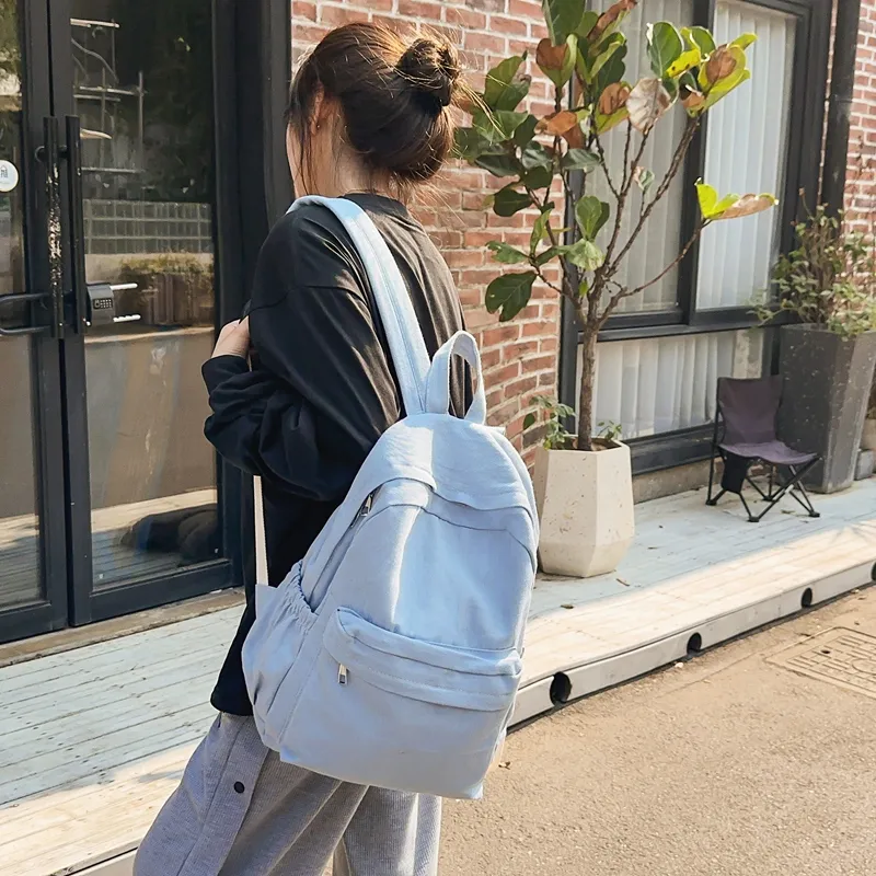 LUVISTRUE Denim Backpack Medium Size Unisex Black/Light Blue/Khaki/Dark Blue-5