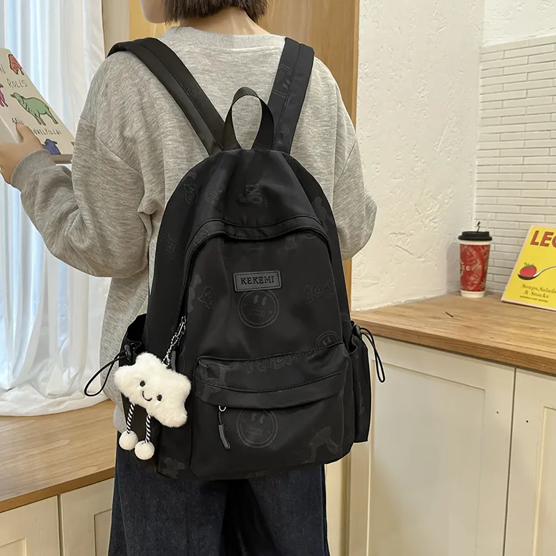 LUVISTRUE Nylon Backpack Regular Unisex Blue/Green/White/Black/Beige/Pink-12