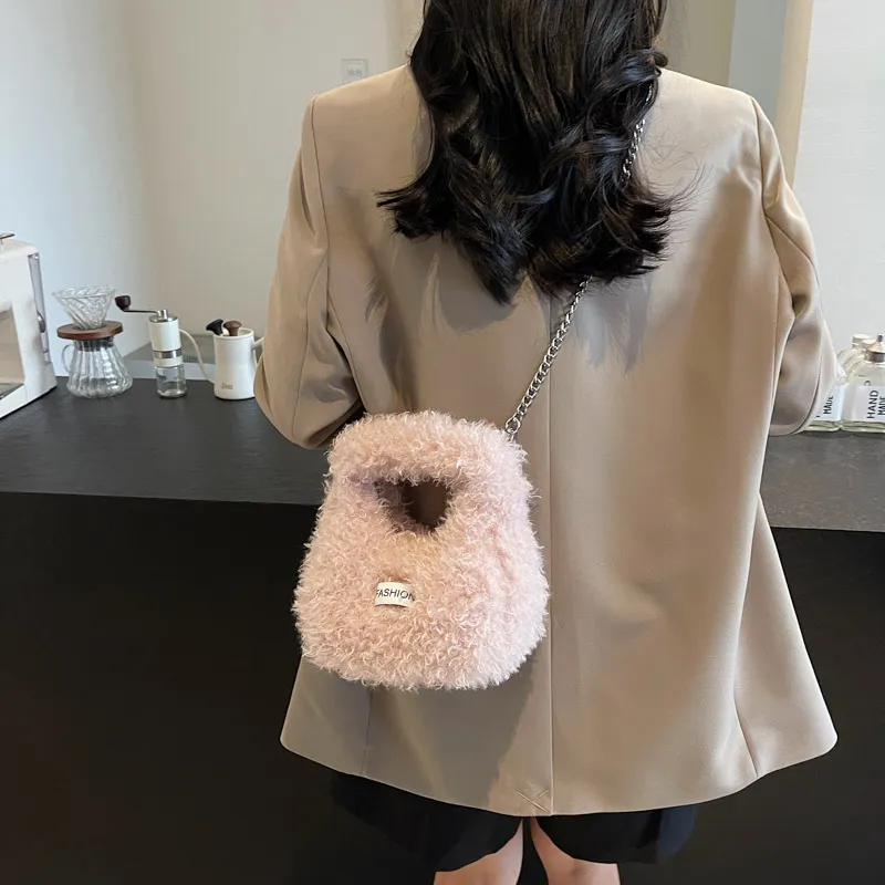 LUVISTRUE Plush One Shoulder Handbags Regular Women's Ecru/Gray/Pink/Khaki-18