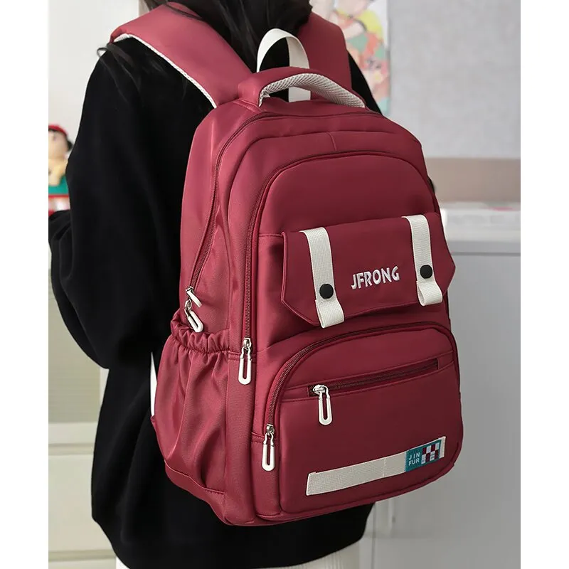 LUVISTRUE Nylon Fabric Backpack And Laptop Bag Regular Unisex Ecru/Black/Red/Khaki-15