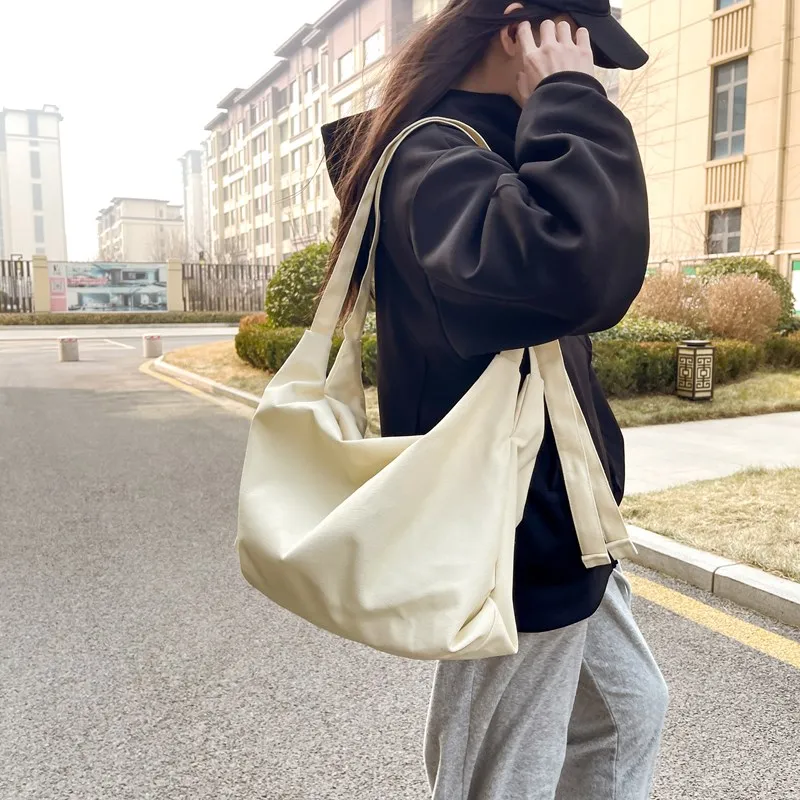 LUVISTRUE Nylon Shoulder Bag Small Size Unisex Black/White-5