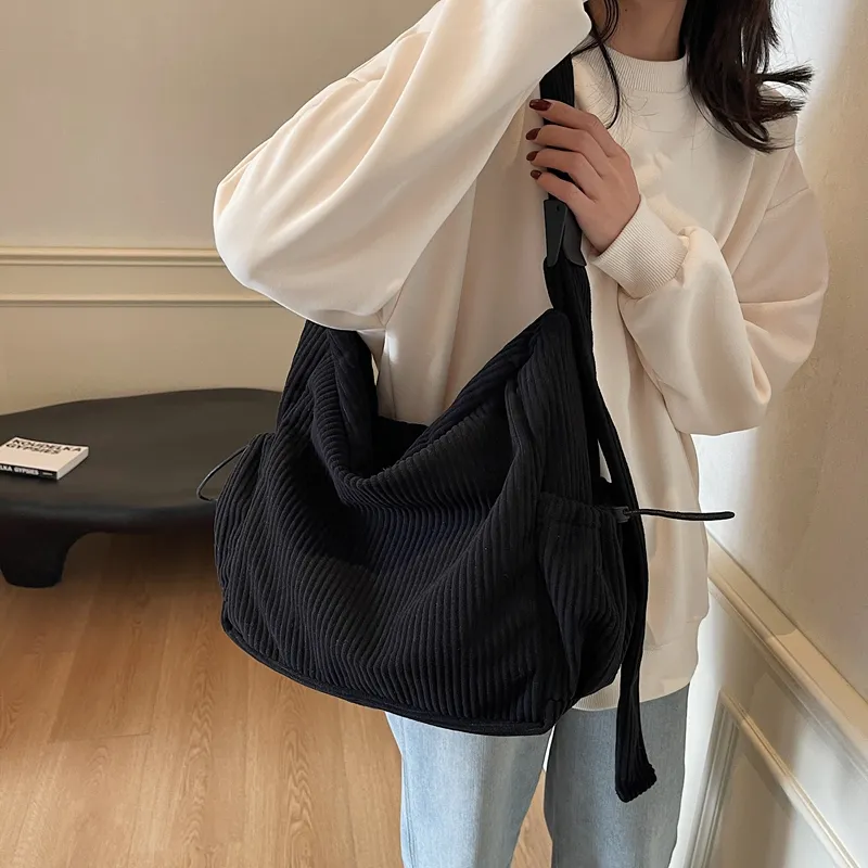 LUVISTRUE Strips Large Capacity Shoulder Bag Crossbody Bag Regular Women's Black/Green Brown/Ecru-15
