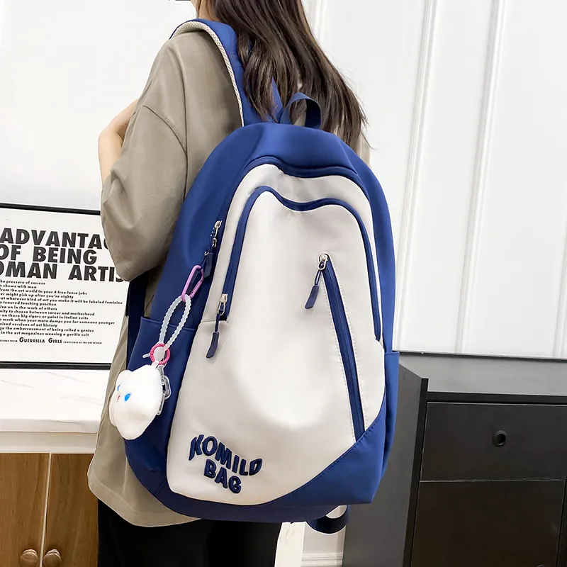 LUVISTRUE Nylon Backpack Travel Bag Unisex Light Gray/Black/Burgundy/Khaki/Dark Blue/Pink-20