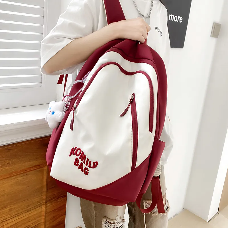 LUVISTRUE Nylon Backpack Travel Bag Unisex Light Gray/Black/Burgundy/Khaki/Dark Blue/Pink-13
