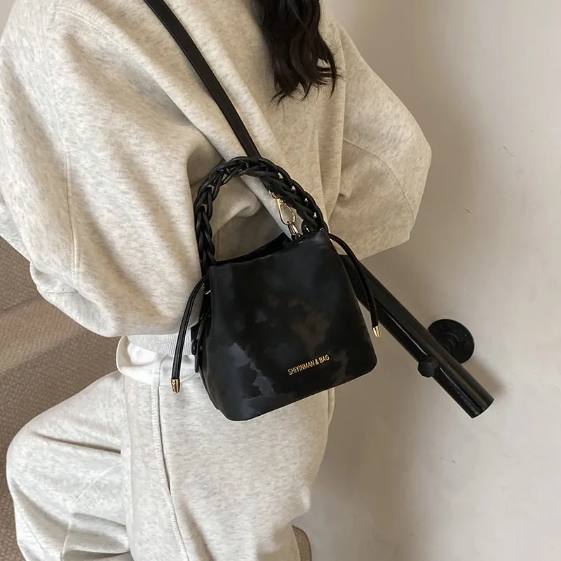 LUVISTRUE PU Bucket Bags Shoulder Bag Crossbody Bag Handbag Medium Size Women's White/Pink/Black/Coffee-17