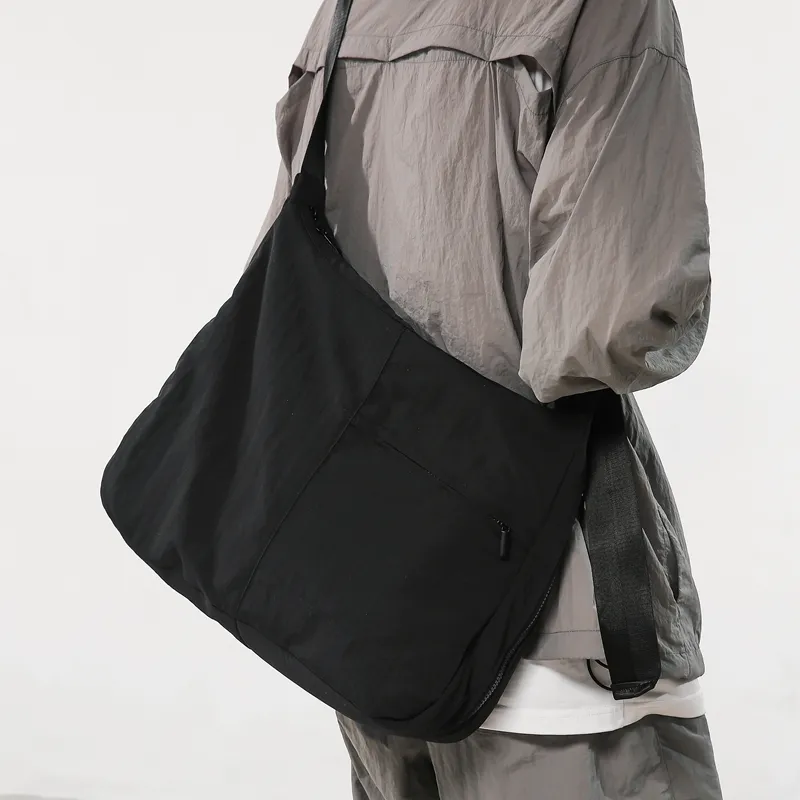 LUVISTRUE Nylon Cycling Hobo Bag, Messenger Bag, Shoulder Bag, Crossbody Bag Men's Black/Gray/Ecru-14