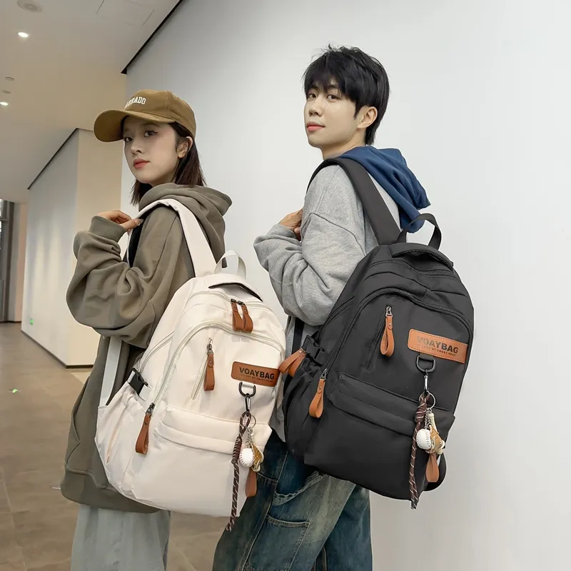 LUVISTRUE Nylon Backpack Regular Unisex White Khaki/Gray Black/Burgundy-4
