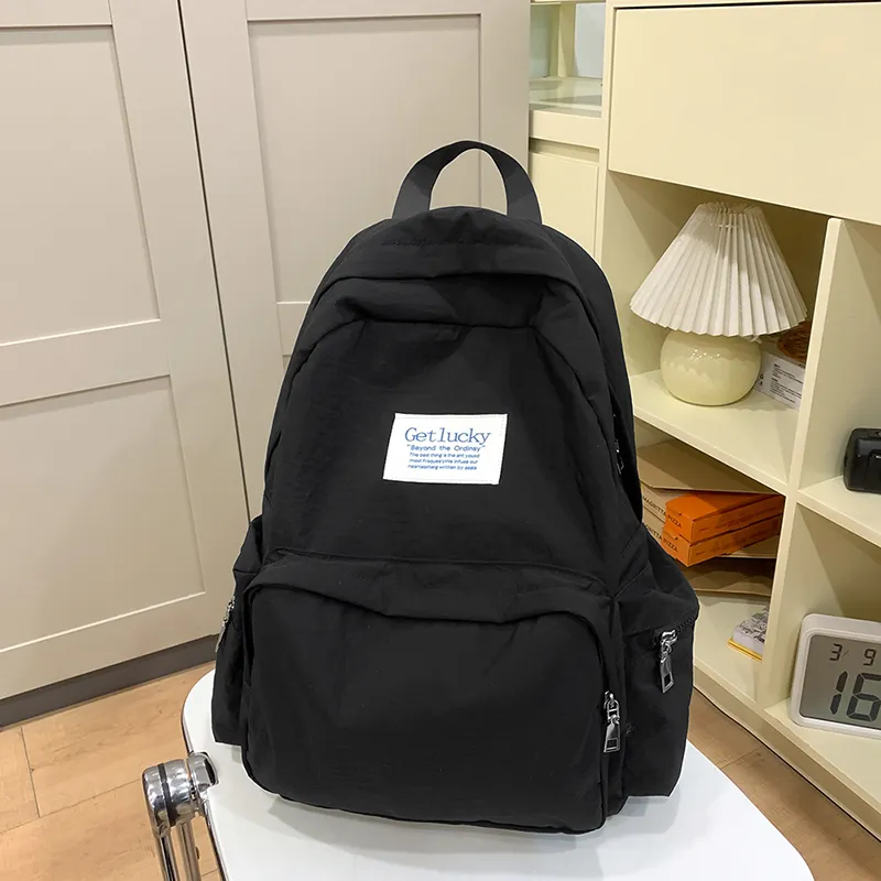LUVISTRUE Nylon Backpack Unisex Ecru/Black/Pink/Blue-8
