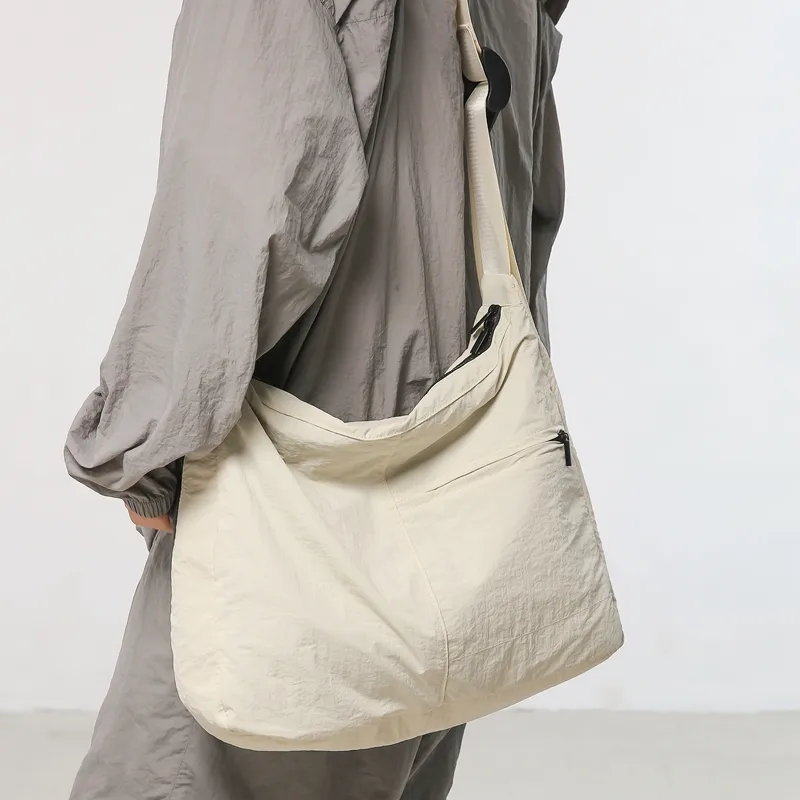 LUVISTRUE Nylon Cycling Hobo Bag, Messenger Bag, Shoulder Bag, Crossbody Bag Men's Black/Gray/Ecru-9