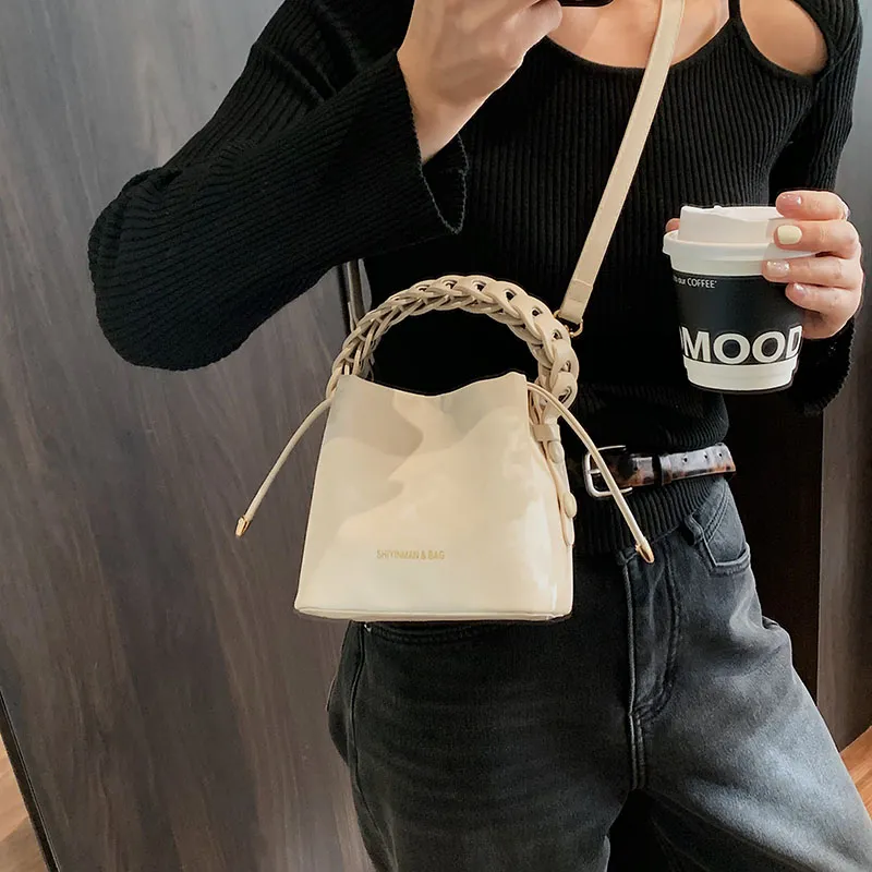 LUVISTRUE PU Bucket Bags Shoulder Bag Crossbody Bag Handbag Medium Size Women's White/Pink/Black/Coffee-1