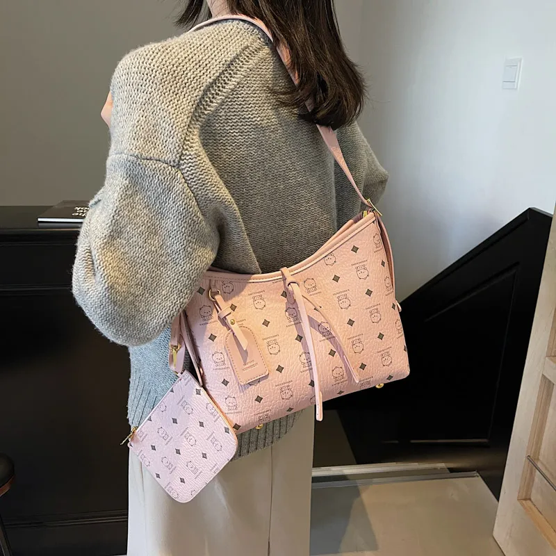 LUVISTRUE PU Commute Shoulder Bag Tote Regular Women's Brown/Pink/Ecru/Black/White-11