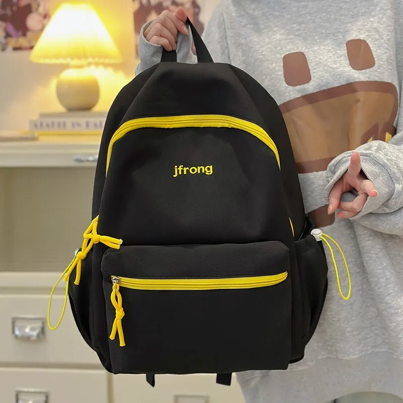 LUVISTRUE Nylon Backpack Unisex White/Black/Yellow/Green/Brown-5