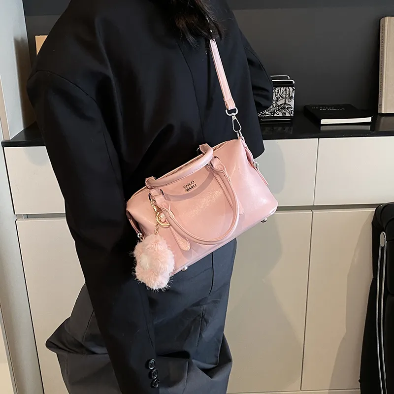 LUVISTRUE PU Boston Bag One Shoulder Handbag Crossbody Bag Women's White/Black/Pink/Coffee-14